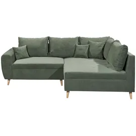 ed exciting design Ecksofa »Calanda«, mit Hocker, frei im Raum stellbar, Rücken- und Zierkissen grün