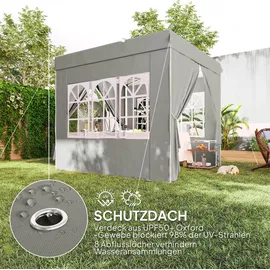 Outsunny Faltpavillon 2,5 x 2,5 m inkl. 4 Seitenteile Hellgrau