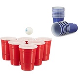 Relaxdays 200 x Beer Pong Becher in Rot und Blau, Getränkebecher 473 ml / 16 oz, Partybecher US College Style, red, Blue