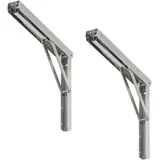 VORMANN Klappträger Klappkonsole Klappwinkel Verstellwinkel Regalträger | Traglast 200 kg | Edelstahl V4A | witterungsbeständig | 2-teiliges Set, Größe: 400 x 270 x 36 mm | Made in Germany