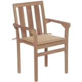 vidaXL Stapelbare Gartenstühle mit Kissen 6 Stk. Massivholz Teak Beige