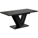 altdecor Esstisch Schwarz, Schwarz, Holzwerkstoff, Rechteckig,Rechteckig, Bodenplatte, 80x75x120 cm, Esszimmer, Tische, Esstische