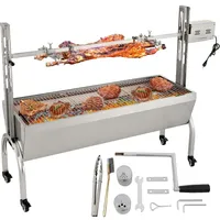 Vevor 150 Pfund Rotisserie Grillbräter, 40 W BBQ kleines Schweinelamm Rotisserie Bräter, 127 cm Edelstahl Holzkohle Spieß Rotisserie Röster Gri...