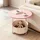 Relaxdays Beistelltisch, runder Couchtisch, mit Stoffkorb, HD 50x45 cm, Kaffeetisch Wohnzimmer, MDF & Metall, rosa-Creme,