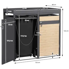 ML-Design Mülltonnenbox 200 x 80 x 124 cm grau