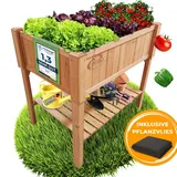 Coemo Hochbeet Kräuterbeet mit Pflanzfolie 90 x 40 x 90 cm Braun