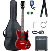 McGrey Rockit E-Gitarre Double Cut-Komplettset Cherry Red