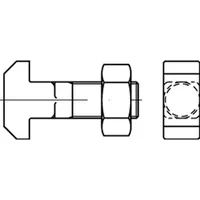 Hörger & Geßler DIN 186 Form B Hammerkopfschraube M10x50 Stahl 4.6 blank m. Vierkant u. Mutter