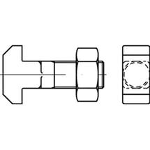 Hörger & Geßler DIN 186 Form B Hammerkopfschraube M10x50 Stahl 4.6 blank m. Vierkant u. Mutter