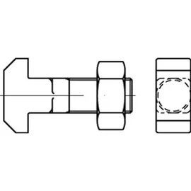 Hörger & Geßler DIN 186 Form B Hammerkopfschraube M10x50 Stahl 4.6 blank m. Vierkant u. Mutter