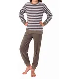 NORMANN langarm Frottee Schlafanzug Pyjama Bündchen Streifen - 77437 in grau | Gr.: 152