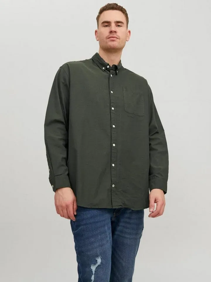 Jack & Jones Plus Langarmhemd Oxford (1-tlg) grün