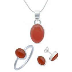 mantraroma Schmuckset 925er Silber mit Karneol (Schmuckset aus 925 Silber) 56