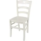 t m c s Tommychairs - Stuhl Cuore für Küche und Esszimmer, robuste Struktur aus lackiertem Buchenholz im Farbton deckend Eisweiss und Sitzfläche aus lackiertem Holz in der Farbe Weiss