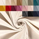 Breitcord Stretch Meterware - robuster Cordstoff - Baumwollcord dehnbar - dicker Rippenstoff - breit gerippt - Cord Baumwolle *ab 50 cm, Farbe: 051 creme