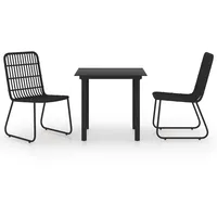 vidaXL 3-tlg Garten-Essgruppe Poly Rattan und Glas