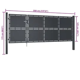 vidaXL Gartentor Stahl 350 x 125 cm Anthrazit