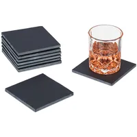 Relaxdays Schiefer Untersetzer 8er Set, eckige Getränkeuntersetzer, HxB: 10 x 10 cm, Schieferplatte Gläser, anthrazit