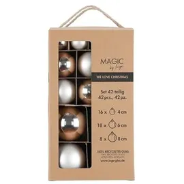 MAGIC by Inge Christbaumschmuck Frosty Silver, 4cm 6cm 8cm 42 Teile