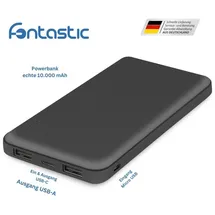 Fontastic 262425 - Powerbank, Li-Po, 10000 mAh, USB / USB-C, schwarz