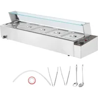 5-Pfannen-Speisewärmer für den gewerblichen Gebrauch, 1700 w Bain Marie aus Edelstahl für die Arbeitsplatte, 5 x 8 qt silberner elektrischer