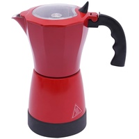 WOQLIBE Espressokocher,Elektrischer Espresso Kocher mit Basis für 6 Espressotassen: 300 ml,480W,Aluminiumlegierung (Rot)