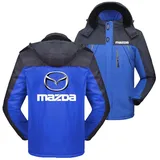 Seroni Gepolsterte Herren-Skijacken Für Mazda Grafische Skianzüge Patchwork-Windjacke Abnehmbare Kapuze Mäntel Durchgehender Reißverschluss Oberbekleidung-Blue||3XL - 3XL