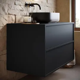 Badplaats Waschbeckenunterschrank Mali 2 Schubladen 80 x 49 x 46 cm Schwarz Matt