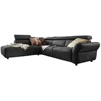 KAWOLA Ecksofa Leder 4-Sitzer Schwarz