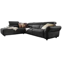 KAWOLA Ecksofa Leder 4-Sitzer Schwarz