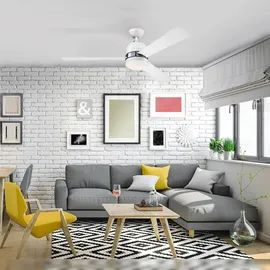 Westinghouse Tristan 132 cm Deckenventilator nickel/weiß/helles ahorn mit Licht inkl. Fernbedienung