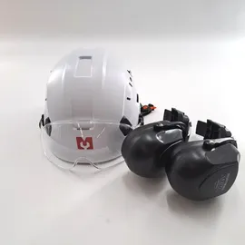 mustbau Sicherheitshelm-Set, EN397 Schutzhelm mit Ohr- und Gesichtsschutz, verstellbares Kopfband von 53 bis 63 cm, strapazierfähiges ABS-Material