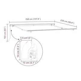 vidaXL Einziehbare Markise 350 x 250 cm weiß