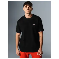T-Shirt TRIGEMA "TRIGEMA Oversized T-Shirt in Waffeloptik", Herren, Gr. S, schwarz, 100% Baumwolle, modisch, Halbarm, Shirts