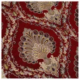 NAKAN Weich Chenille Polsterstoff Möbelstoff Meterware Vintage Blumen Damastmuster 145x100cm Dekostoff für Sofa, Stuhl, Basteln, Vorhänge, Vorhänge, Kissen(Color:rot)