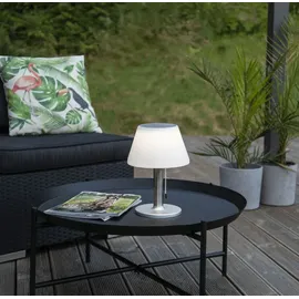 Star Trading 480-87 LED Tischleuchte dimmbar Solarleuchte Garten weiß Edelstahl 20x28cm
