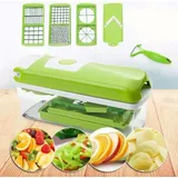 CHOYCLIT Küchen- und Kochzubehör, Genius Nicer Dicer Smart (12-tlg.) in Grün – Gemüseschneider für Würfel, Stifte, Scheiben, Streifen und Spalten –