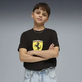Puma T-Shirt "Scuderia Ferrari Coloured Shield T-Shirt Jugendliche", Jungen, Gr. 140, schwarz, Obermaterial: 100% Baumwolle. Rippe: 25% Polyester, 75% Baumwolle, clean, regular fit, Rundhals, Shirts T-Shirt