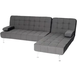 Mendler Schlafsofa HWC-K22, Couch Ecksofa Sofa, Liegefl√§che links/rechts Schlaffunktion 236cm ~ Stoff/Textil dunkelgrau, schwarz