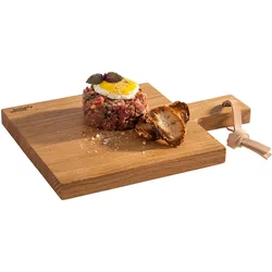 Servierbrett APS "SIMPLY WOOD", braun, B:20cm H:2cm L:28cm, Eichenholz, Schneidebretter, mit Hängeloch und Lederband, geölt
