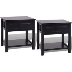 vidaXL Nachttische 2 Stk. Holz Schwarz