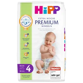 HiPP Extra Weiche Premium Windeln Größe 4 (Maxi, 9-14 kg), 96 Stück (2 Packungen mit 48), mit 3-fach Auslaufschutz und Duo Hautschutz