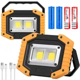 GAOEEIN 2stk 30W Baustrahler COB Arbeitslicht Multifunktionaler Strahler Led Strahler Akku USB Wiederaufladbar IP65 Wasserdicht Arbeitslicht Scheinwerfer für Notfall Camping Angeln