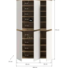 xonox.home Scarpa Garderobenschrank 6-türig 0 x 0 x 0 cm Weiß/Eiche