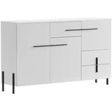 Feldmann-Wohnen Kommode, Weiß, Schwarz, Holz, 2 Fächer, 3 Schubladen, Rechteckig, 150x91x40 cm, Wohnzimmer, Kommoden & Sideboards, Kommoden