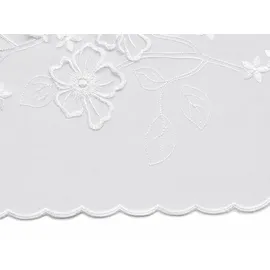 StarTex Scheibengardine Bistrogardine bestickt Blume HxB 44x153cm Voile weiß 2656 - Weiß