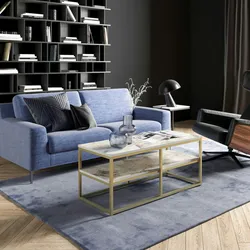 Skye Decor, Forteaus- Forteaus HDL, Gold,Weiß, Couchtische, 47x110,4x52 cm, 100% Melaminbeschichtete Partikelplatte
