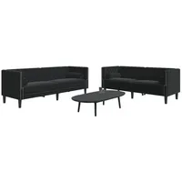vidaXL 2-tlg. Chesterfield-Sofa-Set mit Nackenrollen Schwarz Samt
