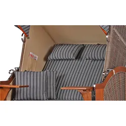 Mr. Deko Strandkorb - bene living - Schaalsee Mahagoni - PE grau - Modell 500 - inkl. Liftersystem