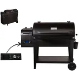 GEDA Grill Pelletsmoker 'Odin' 80°C - 265°C, Pelletgrill mit Direkt Feuer, Räucherofen inkl. Fleischsonde, ausklappbare Ablage, Smoker ('ODIN 95', Controller Plus mit Wlan + Abdeckhaube)